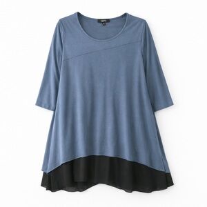 Comfy USA Blue and Black Tunic Top